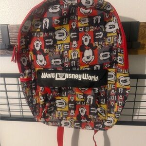Walt Disney World Kids Mickey Pattern Red & Yellow Backpack